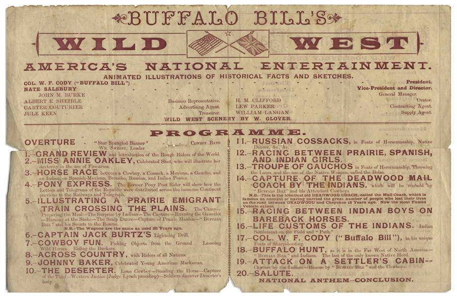 1892 Insert for ''Buffalo Bill's Wild West'' Show